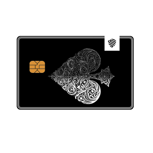 "ACE OF SPADE" Custom metal credit card with no annual fee, made in the UK